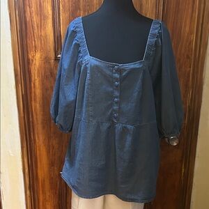 Candace Cameron Bure Blue Jean Off The Shoulder Blouse